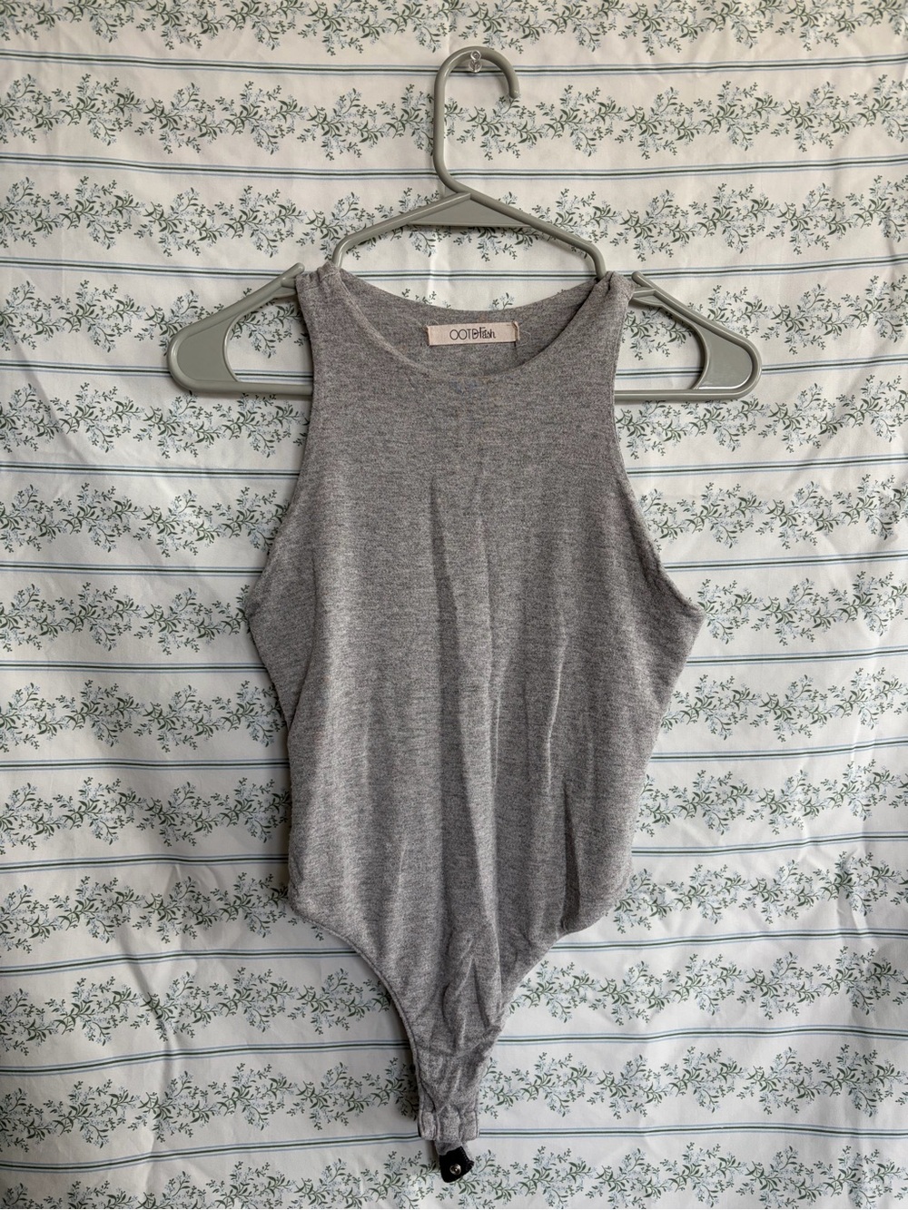 OOTDFash Grey Ribbed Sleeveless Bodysuit